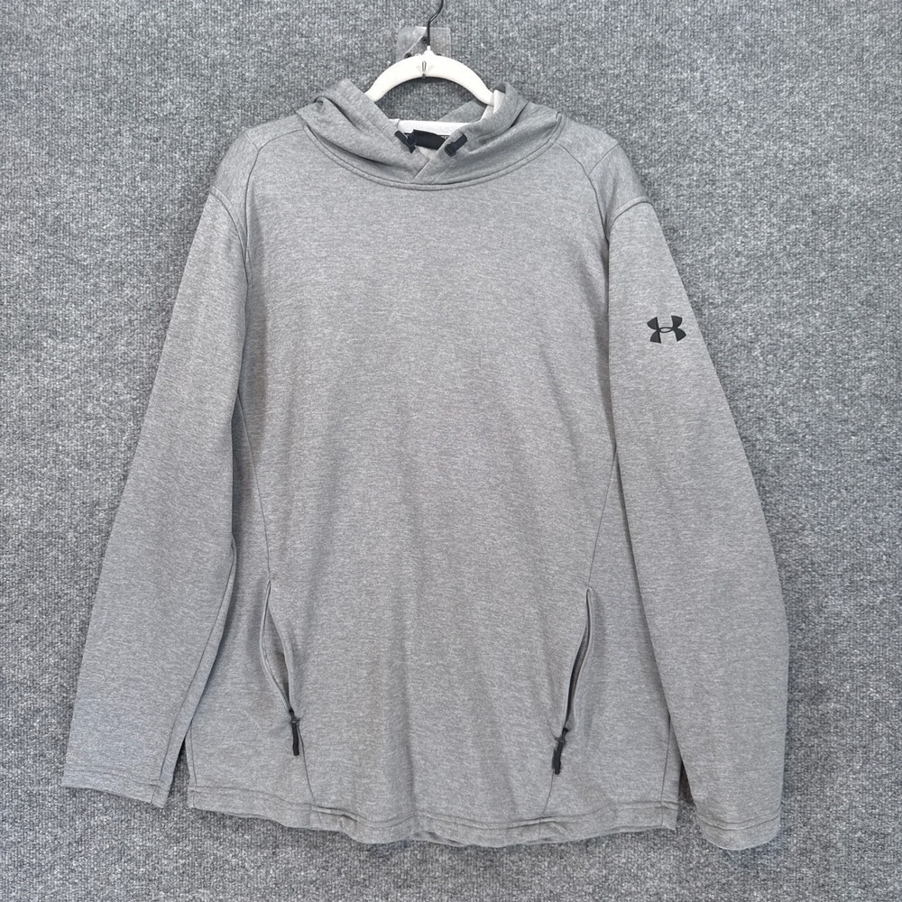 Under Armour Hoodie Mens XL Gray ColdGear Fitted Pullover Zipper Pockets Active